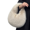 Half Moon Shaped Fluffy Fur Plush Handbag